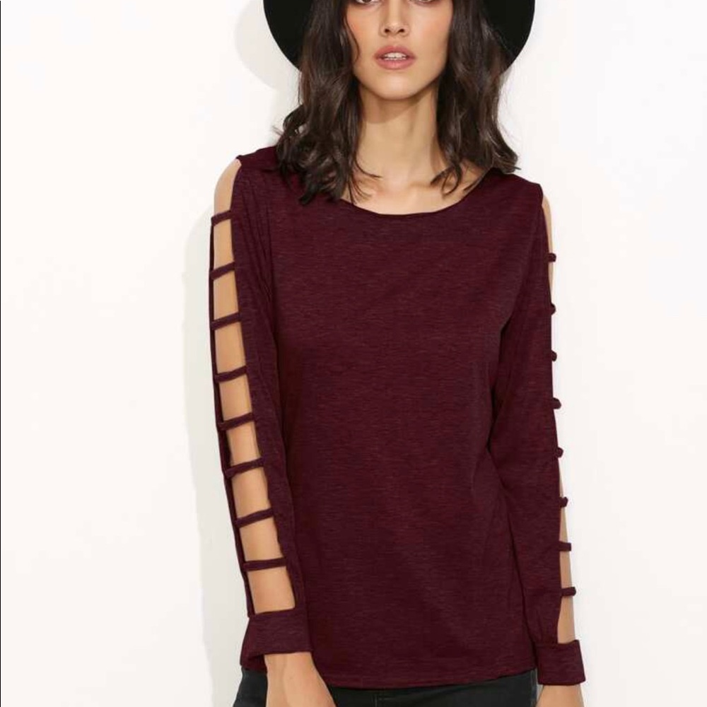 ladder cut out sleeve tshirt